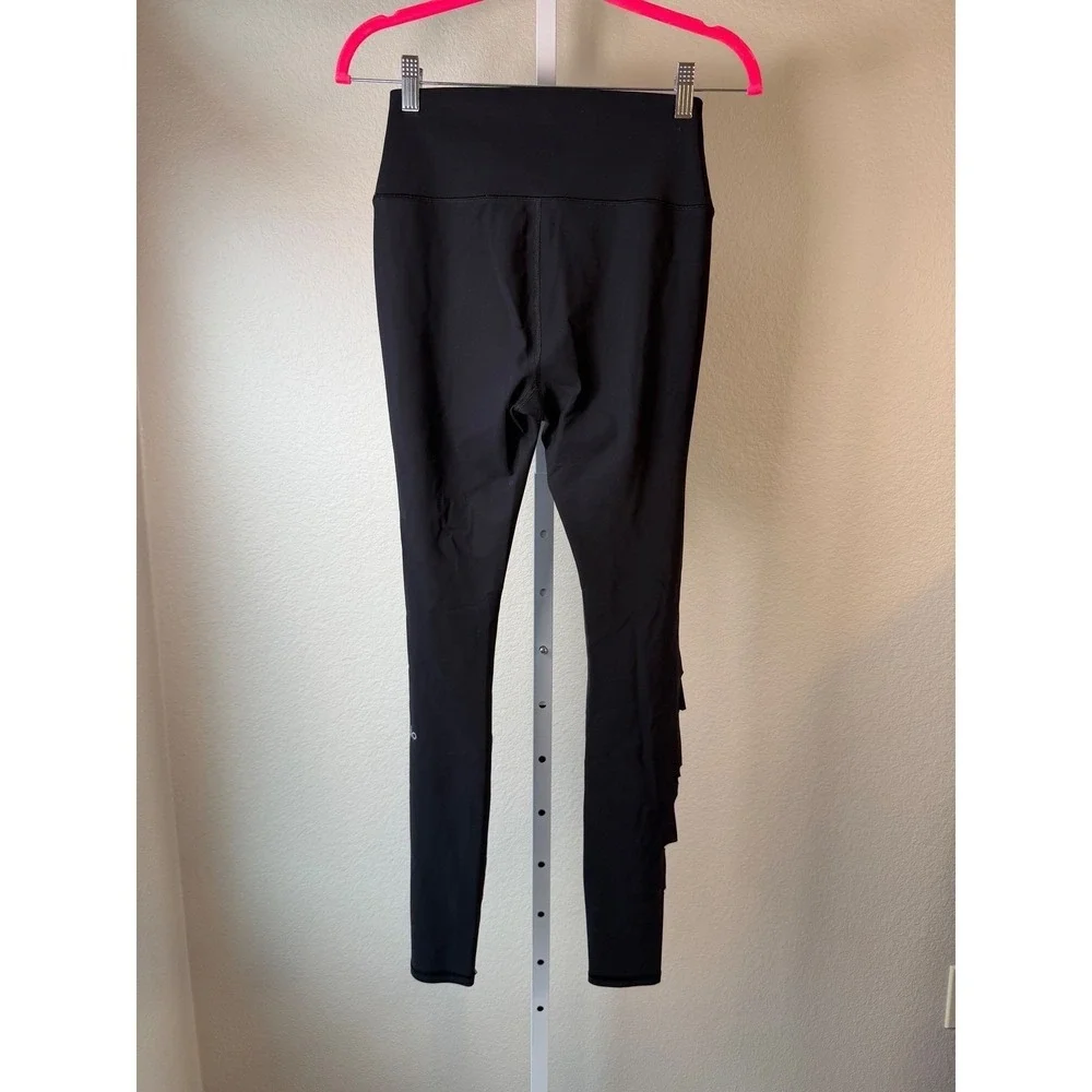 Alo Yoga Black High-Waist Warrior Shredded Laser Cut Leggings Womens Size Small
